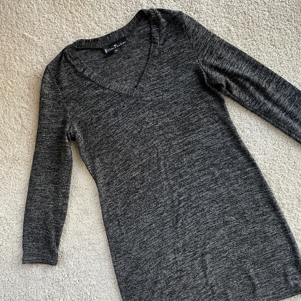 Ellen Parker Charcoal Heather Gray Long Sleeve Sweater Dress Size Petite Large
